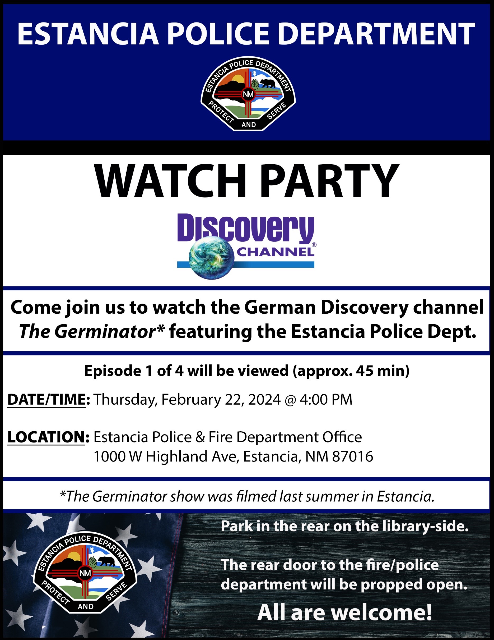 Estancia Police Department Watch Party image